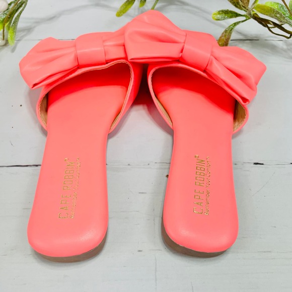 NEW Cape Robbin Pink JuJu Sandals Slides with Bow-SZ 6 - Picture 6 of 7
